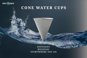 Compostable cone water cup with splash effect – for coolers