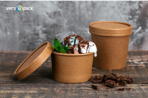 Kraft paper containers and cups for ice cream