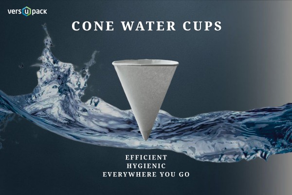 Compostable cone water cup with splash effect – for coolers