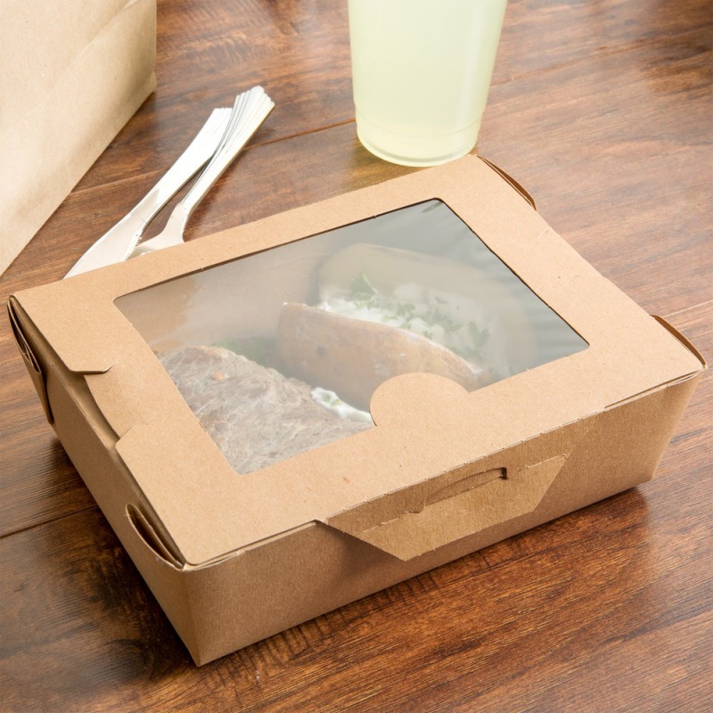 Бумажные контейнеры крафт для еды на вынос и Take Away. Упаковка для суши, салатов, вторых блюд. 