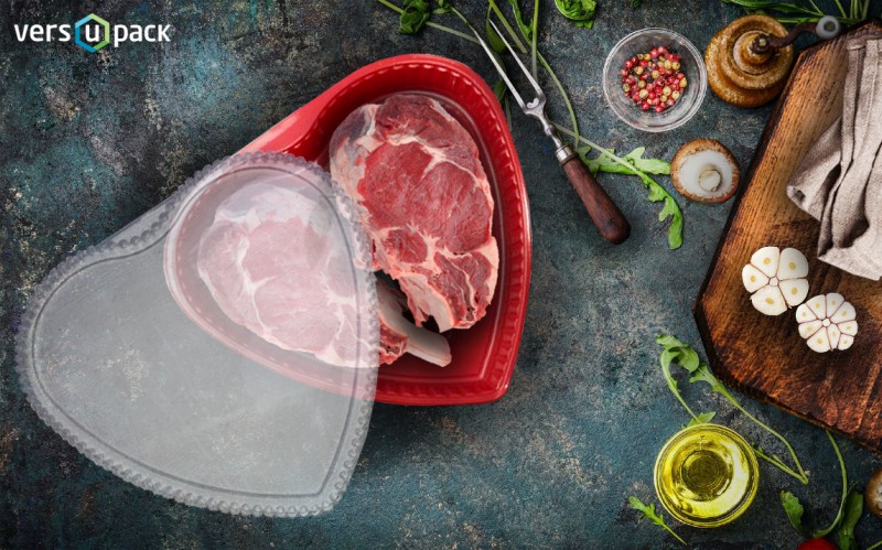 Disposable heart-shaped sushi platters and sushi containers