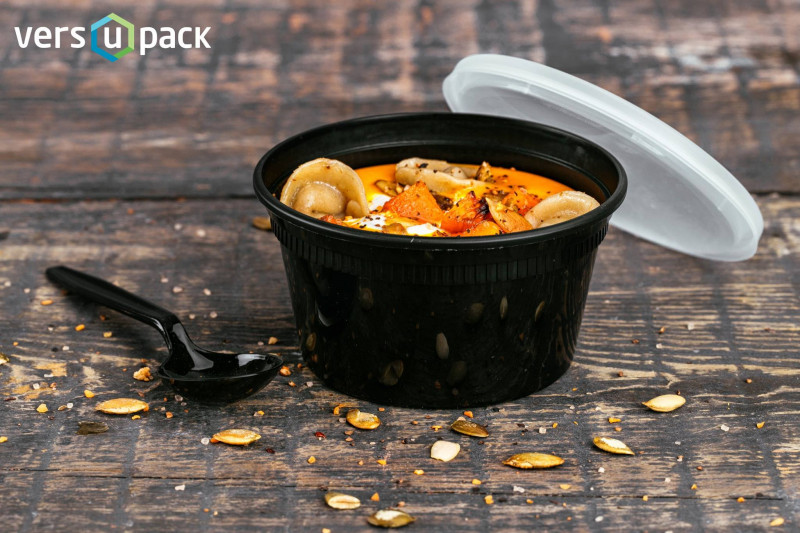 Disposable leak proof take-out soup containers and foodservice packaging To Go