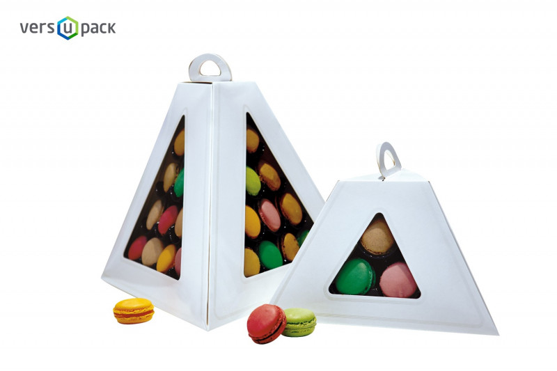 Packaging for macarons and pastry. Pyramid packaging for macaroons.