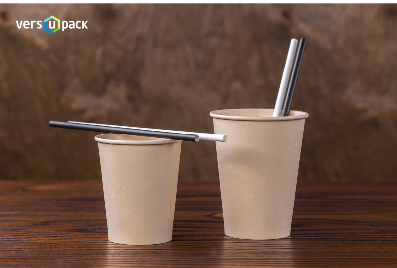 Disposable bamboo paper cups for hot drinks and paper straws