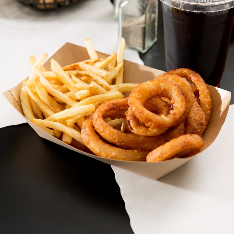 Eco Kraft paper food trays To-Go. Eco kraft trays for street food and take out.