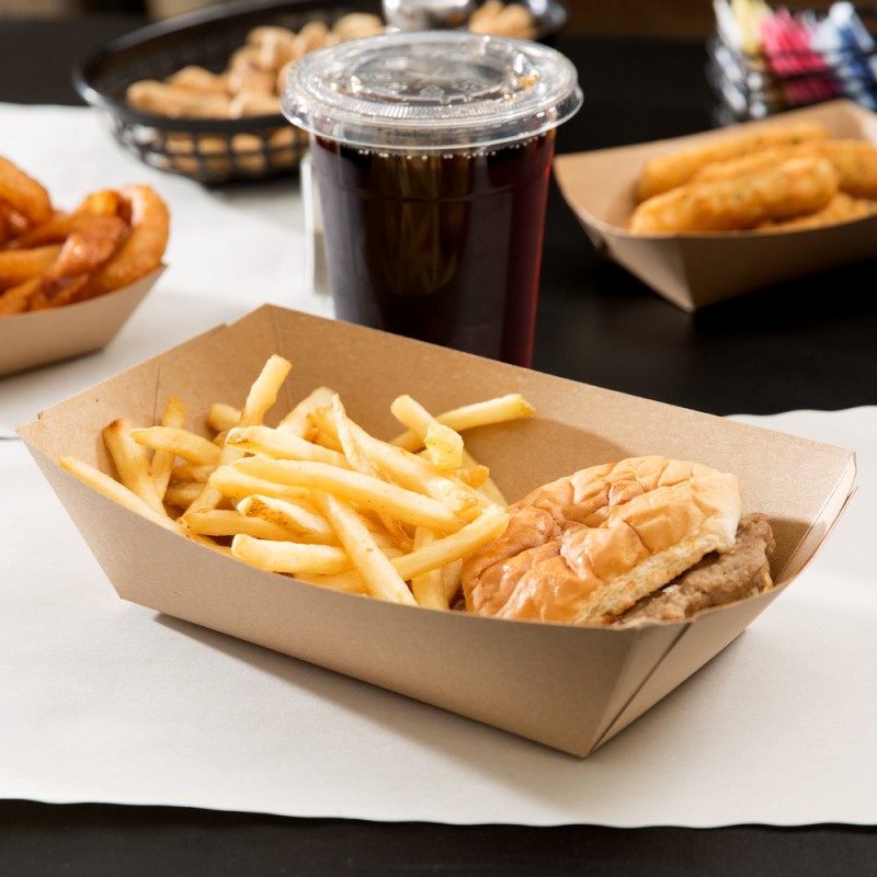 Disposable Eco kraft paper food trays for street food, fast-food and Take Away.