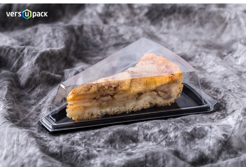 Single slice cake and pie containers. Compostable bakery packaging.