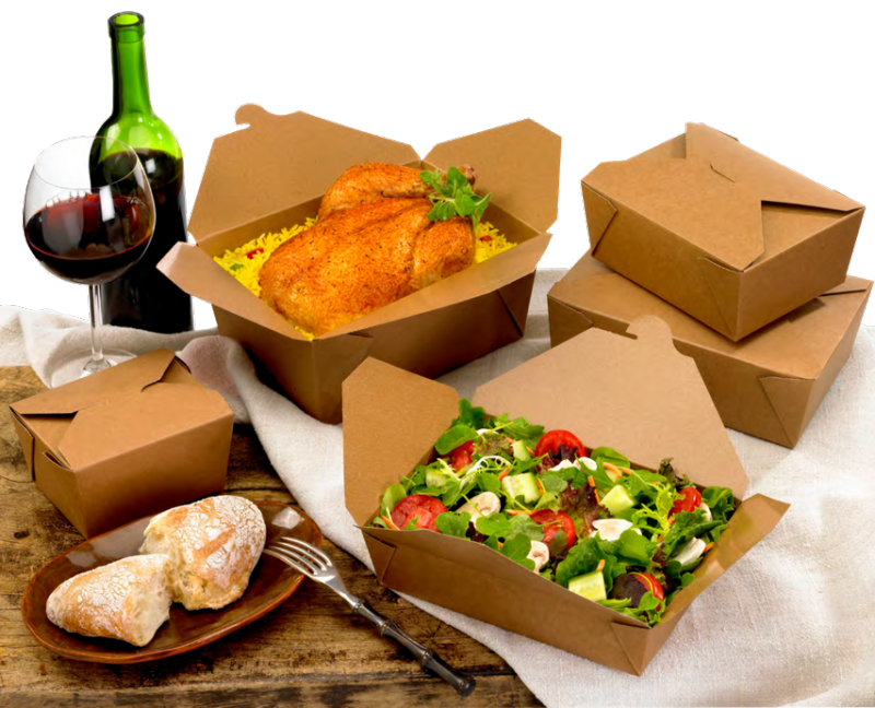 Disposable Eco kraft Food boxes for Take Away and To-Go.