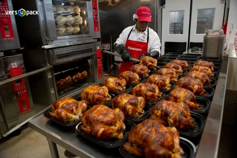 Disposable roasted chicken container with dome lid