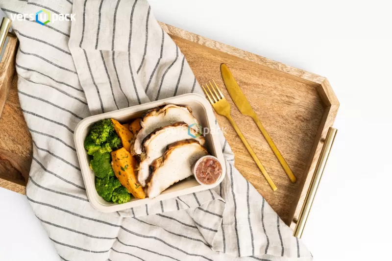 Compostable and biodegradable MAP trays. Recyclable food trays for on-board and inflight catering.