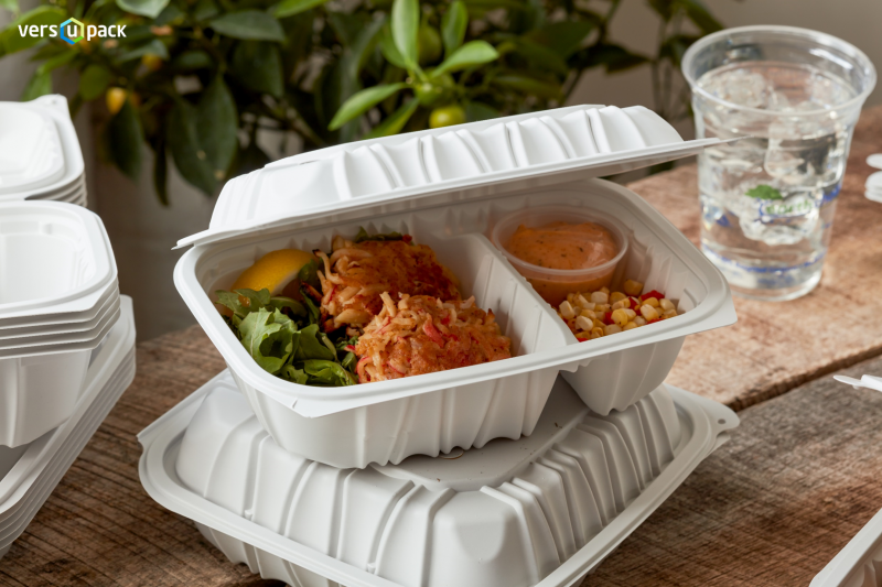 Compartment take out containers and Sustainable hinged lid boxes To-Go