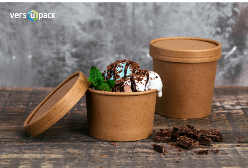 Kraft paper containers and cups for ice cream