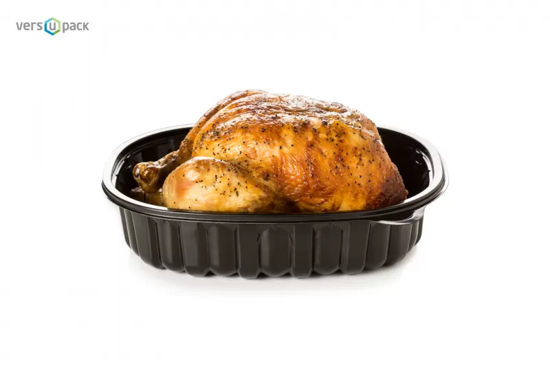 Take away disposable microwavable roasted chicken box and packaging
