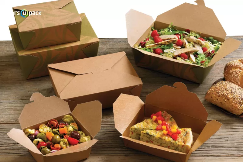 Disposable kraft paper food containers for Take-Away and Eco kraft paper food boxes To Go