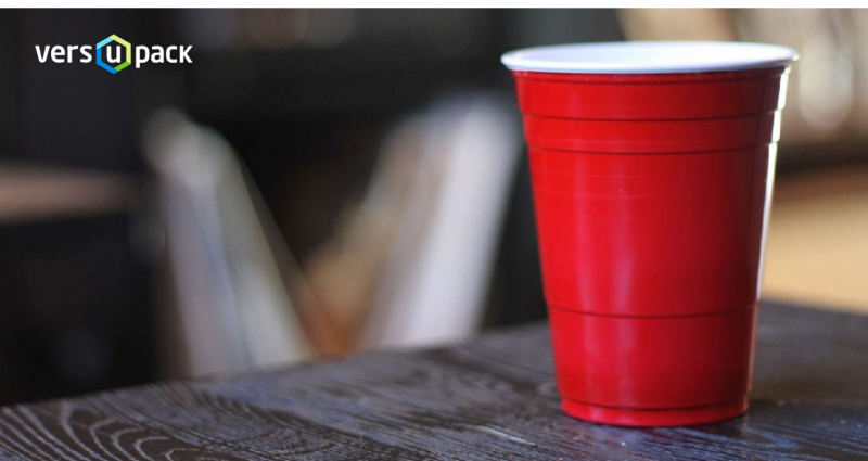 Red White Party cups. Disposable cups for parties and celebrations.