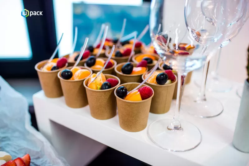 Одноразовые стаканчики крафт для напитков и контейнеры бумажные Эко для кейтеринга и закусок