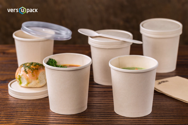 Bamboo paper hot cups. Bamboo paper soup containers and take away boxes